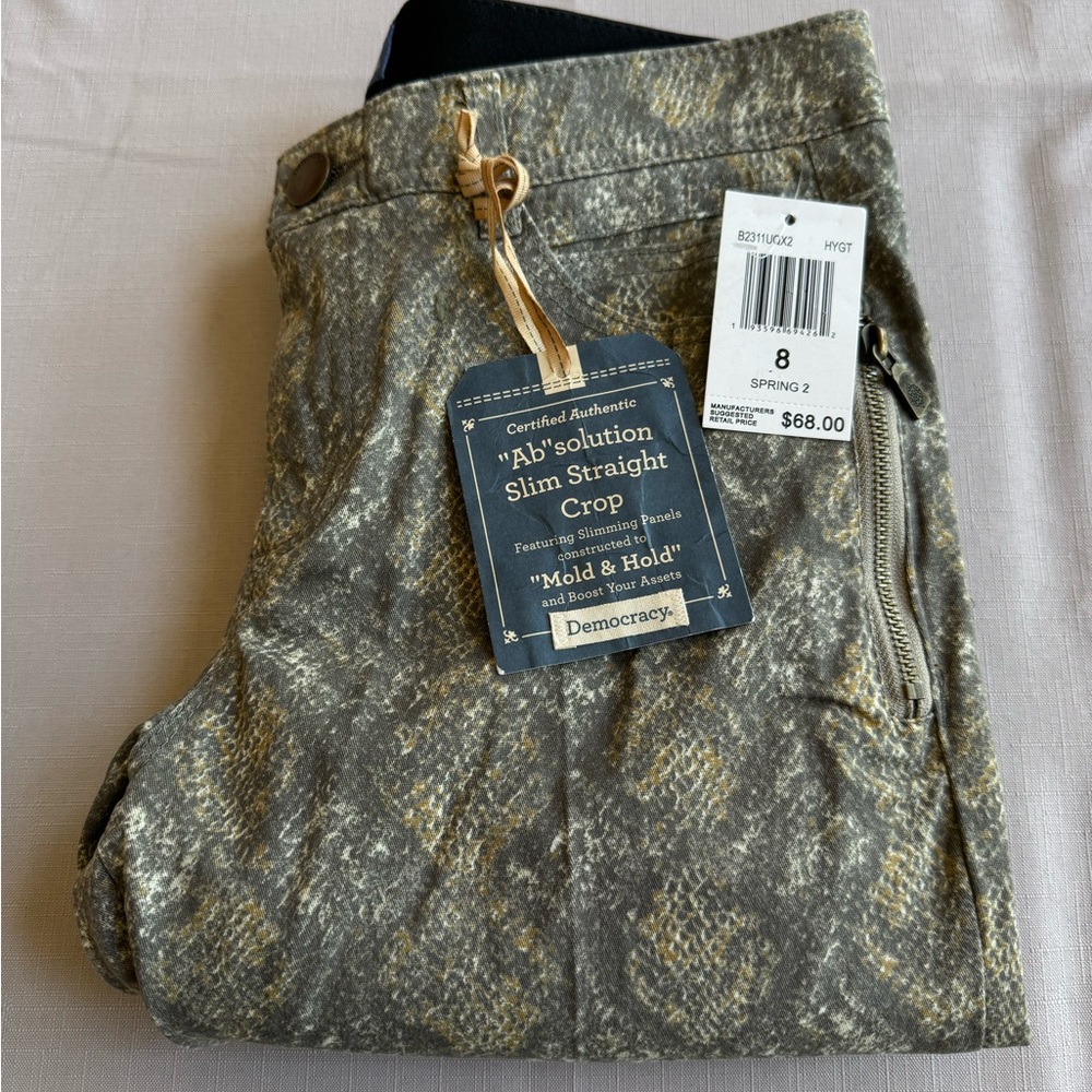 Democracy Absolution Slim Straight Side Zip Snake Skin Print Ankle Jeans 8-NWT